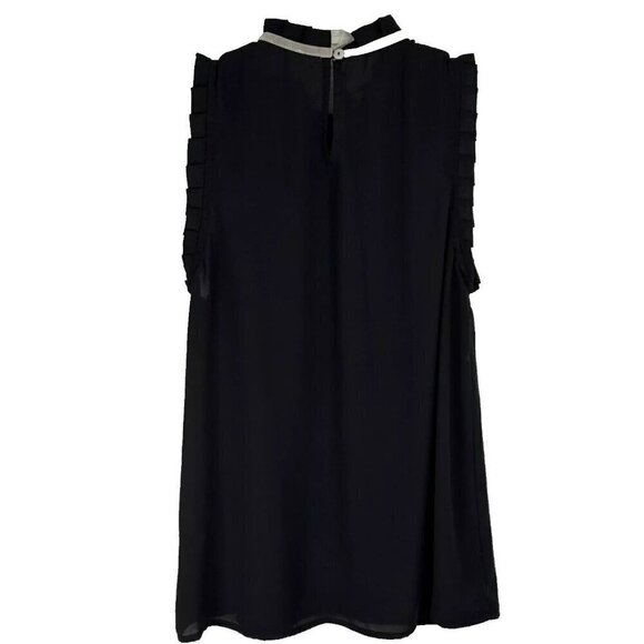 Moon Black Gray Sleeveless Blouse Lace Insert Semi Sheer Women's Size Small EUC - Picture 3 of 8